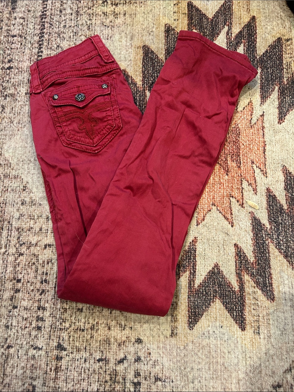 Rock Revival Women's Skinny Jeans in Deep Red